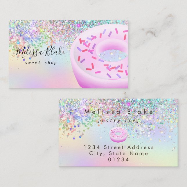donut logo faux pastel glitter  visitenkarte (Vorne/Hinten)