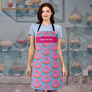 Donut Lover Pink Ring Graphic auf blau / Custom Schürze