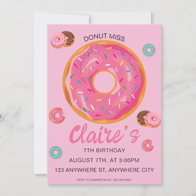 Donut Miss Anniversaire Fête Invitation (Devant)