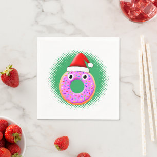Donut mit Augen und Falten Santas Hut Zeichnend Serviette
