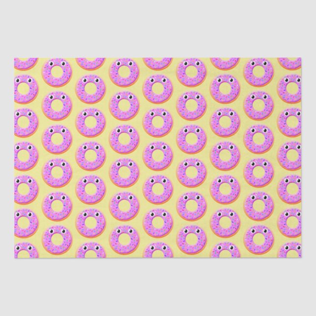 Donut mit Augen und Falten Zeichnend Muster Seidenpapier (Vorderseite)