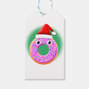 Donut mit Augen und Streuseln Weihnachtsmannmütze  Geschenkanhänger
