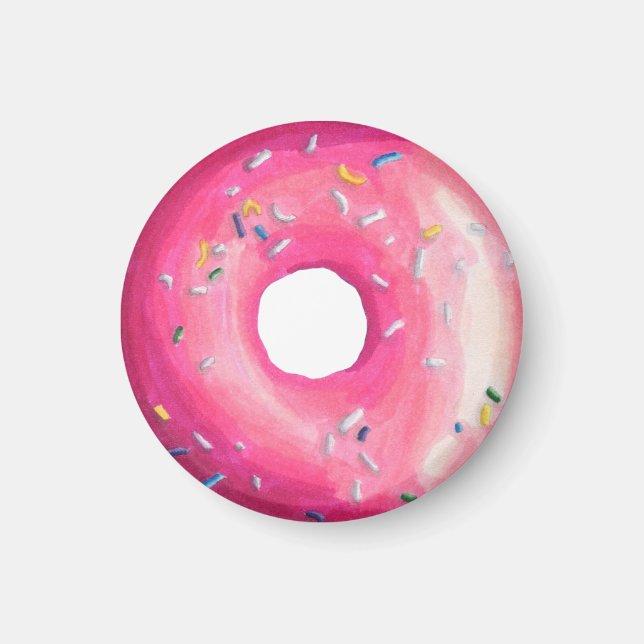 Donut mit rosa Zuckerguss und Sprinklen Magnet (Vorne)