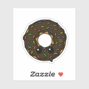 Donut mit Schokolade Zuckerguss und Sprinklen Aufkleber