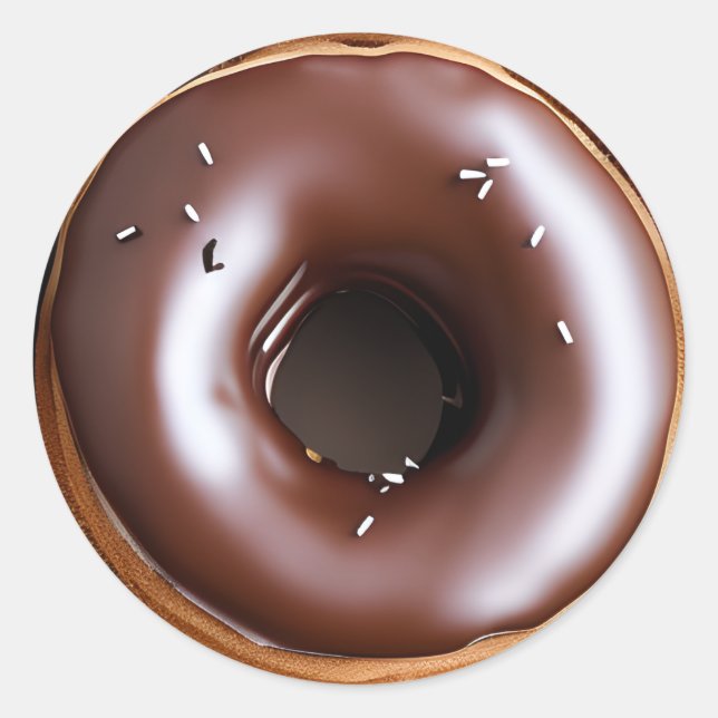 Donut mit Schokolade Zuckerguss und Weiße Sprinkle Runder Aufkleber (Vorderseite)