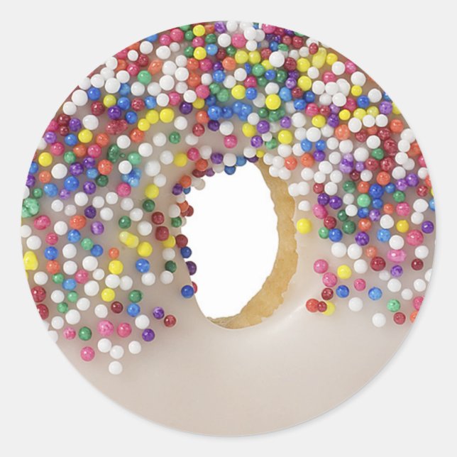 Donut mit Sprinklen Runder Aufkleber (Vorderseite)