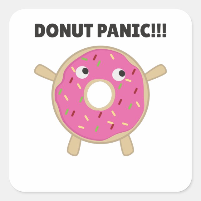 Donut Panik - Funny Puff mit Donuts Quadratischer Aufkleber (Vorderseite)
