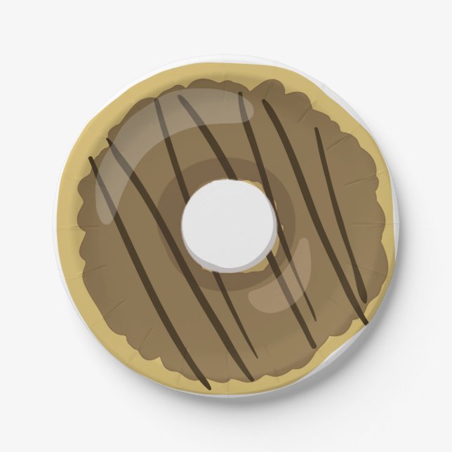 Donut Paper Tellers Brown Chocolate Doughnut Party Pappteller (Vorderseite)