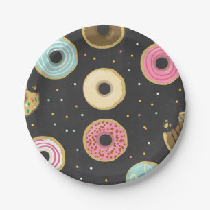 Donut Paper Tellers Pink Birthday Dusche Doughnut Pappteller