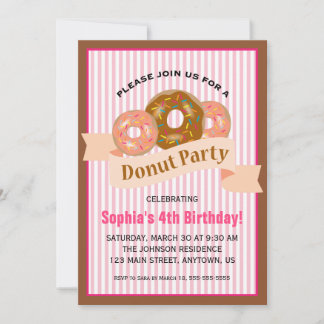 Donut Party für Kindergeburt Einladung