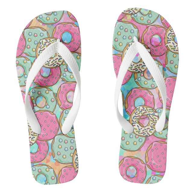 Donut Party Pastel Niedlich Flip Flops (Fußbett)