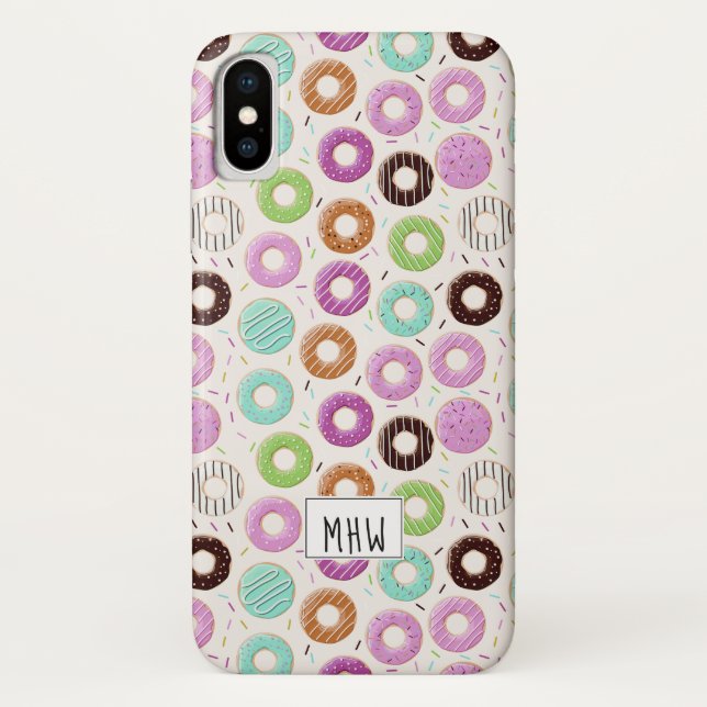 Donut Pattern benutzerdefinierte Monogramm-Telefon Case-Mate iPhone Hülle (Rückseite)