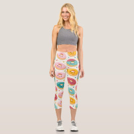 Donut Pattern Capri Leggings