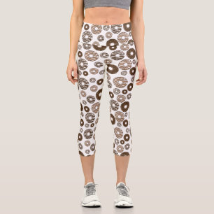Donut Pattern, Chocolate Donuts, Karamel Donuts Capri Leggings
