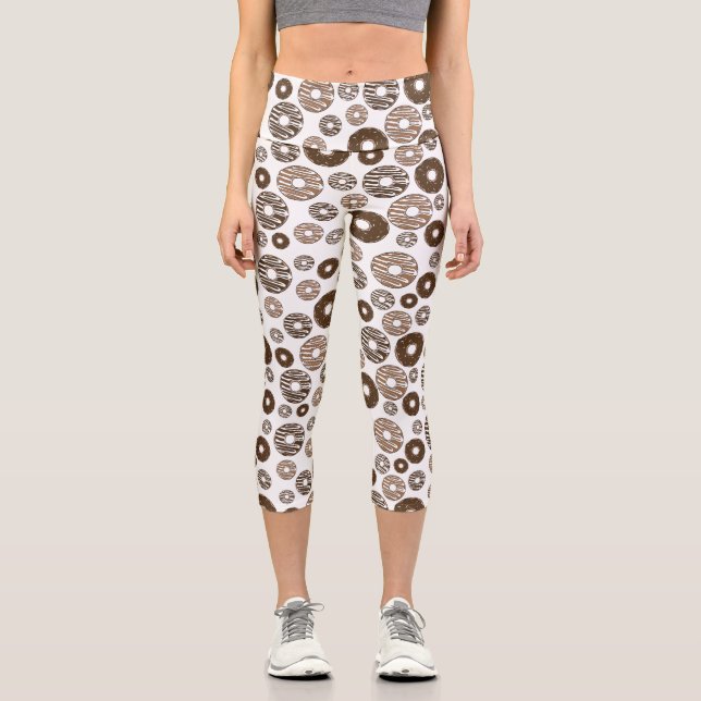 Donut Pattern, Chocolate Donuts, Karamel Donuts Capri Leggings (Vorderseite)
