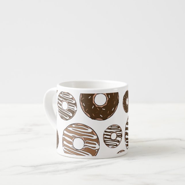 Donut Pattern, Chocolate Donuts, Karamel Donuts Espressotasse (Vorderseite Links)