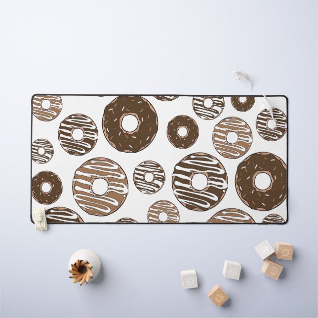 Donut Pattern, Chocolate Donuts, Karamel Donuts Schreibtischunterlage (Kindertisch)