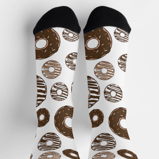 Donut Pattern, Chocolate Donuts, Karamel Donuts Socken (Oben)