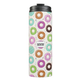 Donut Pattern kundenspezifischer Monogramm-Tumbler Thermosbecher