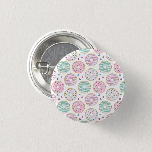 Donut Pattern Niedlich farbenfroh Button (Vorne & Hinten)