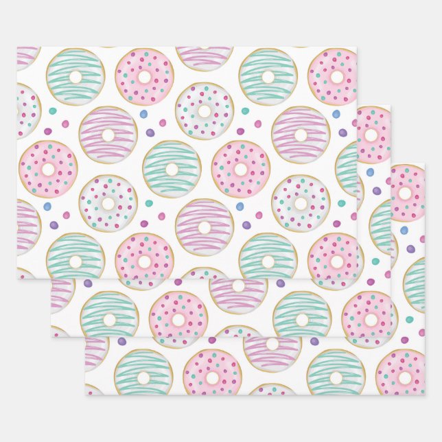 Donut Pattern Niedlich farbenfroh Geschenkpapier Set (Set)