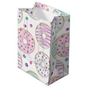 Donut Pattern Niedlich farbenfroh Mittlere Geschenktüte