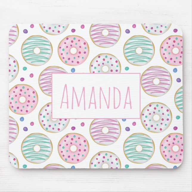 Donut Pattern Niedlich farbenfroh Mousepad (Vorne)