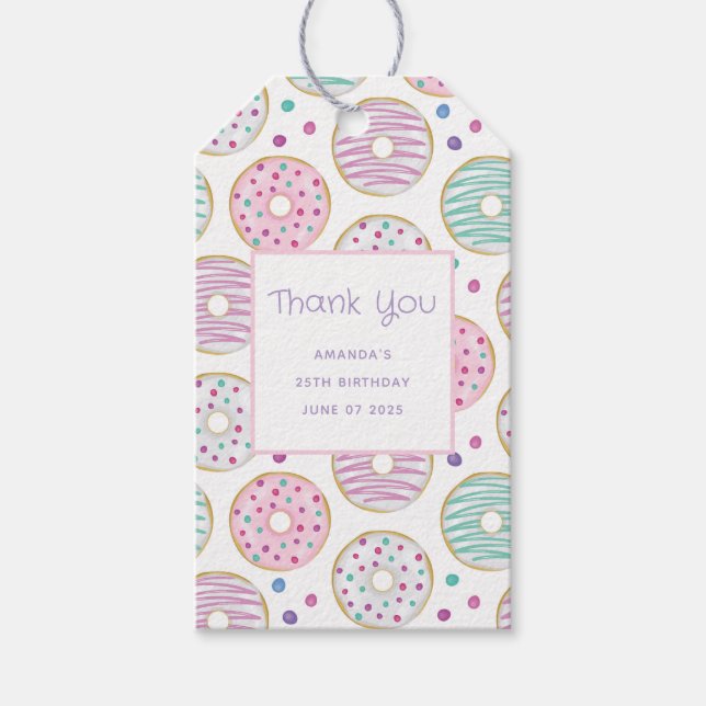 Donut Pattern Niedlich farbenfroh Vielen Dank Geschenkanhänger (Vorderseite)