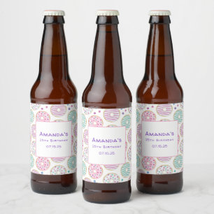 Donut Pattern Niedlich farbenfroher Geburtstag Bierflaschenetikett