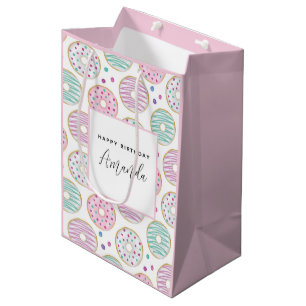 Donut Pattern Niedlich farbenfroher Geburtstag Mittlere Geschenktüte