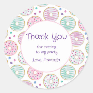 Donut Pattern Niedliches farbiges Party Vielen Dan Runder Aufkleber