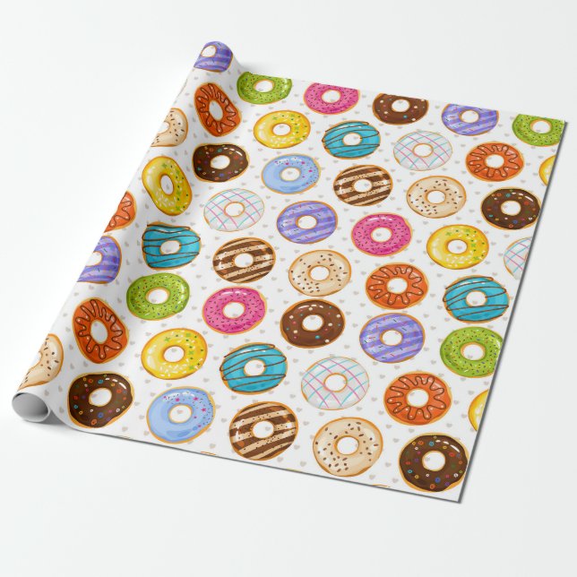 Donut Pattern Wrapping Paper Geschenkpapier (Ungerollt)