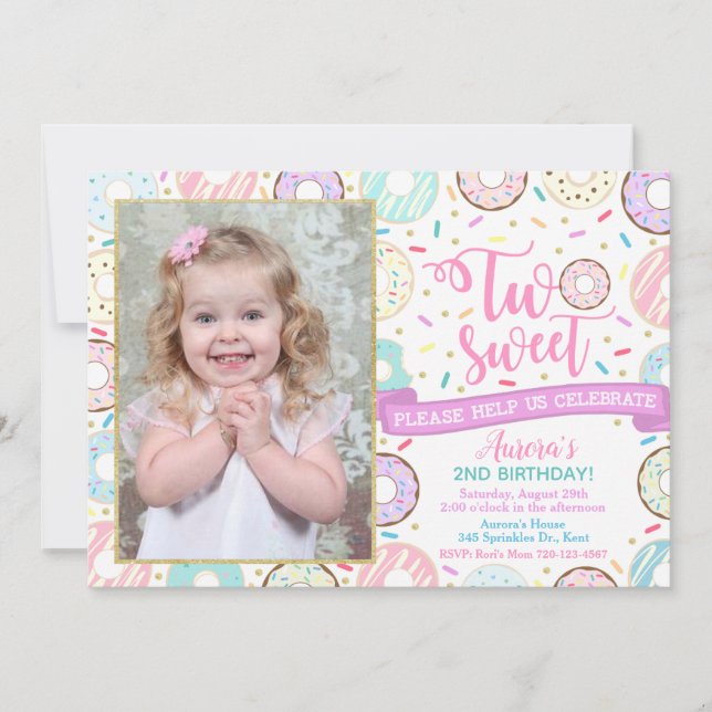 Donut Photo Anniversaire Invitation Deux Soirées D (Devant)