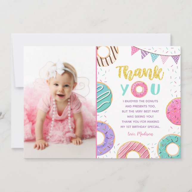 Donut Photo Birthday Merci Cartes (Devant)