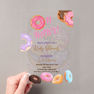 Donut pink Babydusche Acryleinladungen