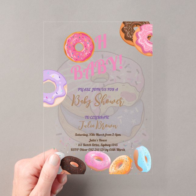 Donut pink Babydusche Acryleinladungen (Insitu (Handheld))