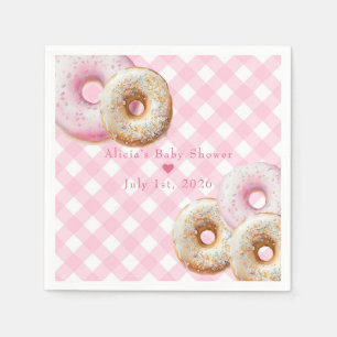 Donut Pink Gingham Girl Babydusche Serviette