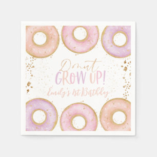 Donut Pink Gold 1. Geburtstag Napkins Donut wachse Serviette