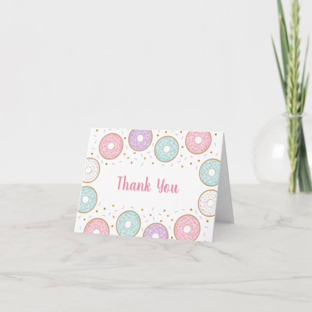 Donut Pink Gold Pastel Merci d'anniversaire (Devant)