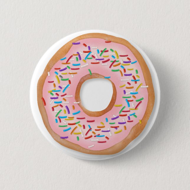 Donut Pink Zuckerguss Sprinkles Niedliches Essen | Button (Vorderseite)