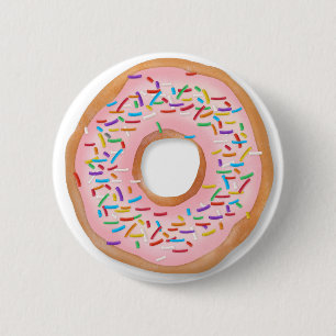 Donut Pink Zuckerguss Sprinkles Niedliches Essen Button