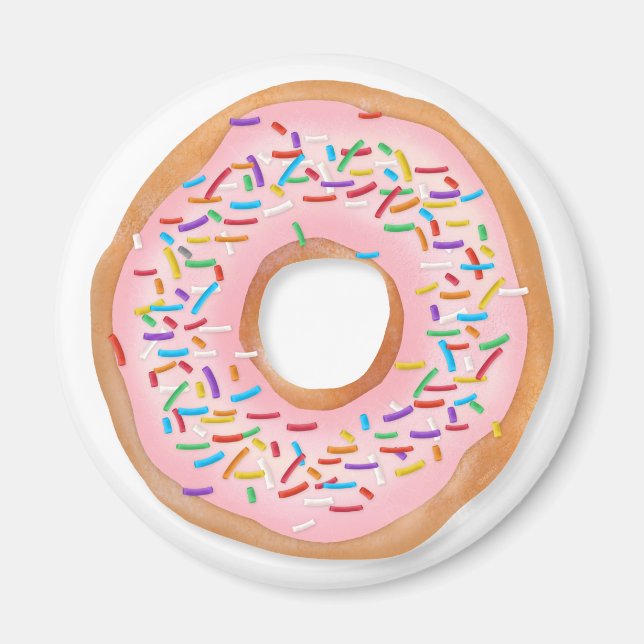 Donut Pink Zuckerguss Sprinkles Niedliches Essen | Magnet (Vorne)