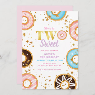 Donut rose Deux doux Invitation du 2e anniversaire