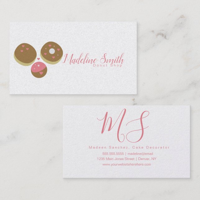 Donut Shop Bakery Cake Decorator Business Card Visitenkarte (Vorne/Hinten)