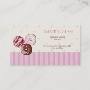 Donut Shop Business Card Niedliche rosa Herzen Visitenkarte