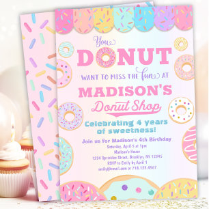 Donut Shop Rainbow Girls Donut Birthday Party Einladung