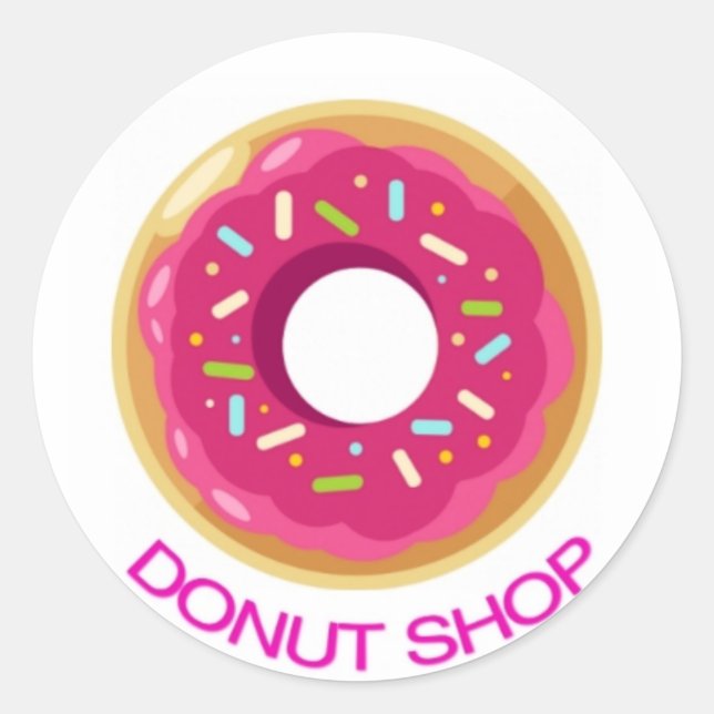 Donut-Shop Runder Aufkleber (Vorderseite)