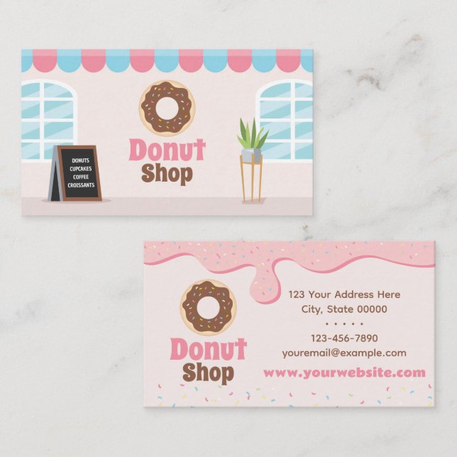 Donut Shop Sprinkles Business Card Visitenkarte (Vorne/Hinten)