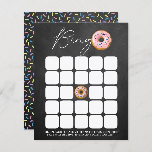 Donut Sprinkle Baby Shower Bingo (Vorne/Hinten)