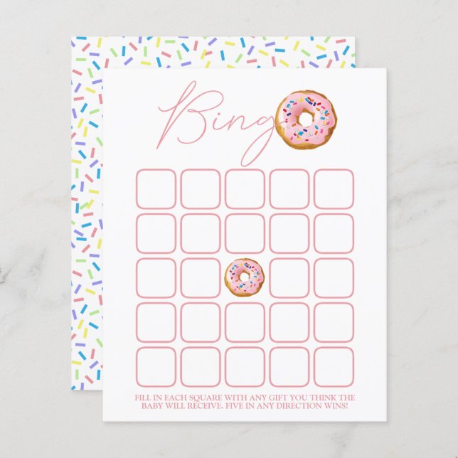 Donut Sprinkle Baby Shower Bingo (Vorne/Hinten)